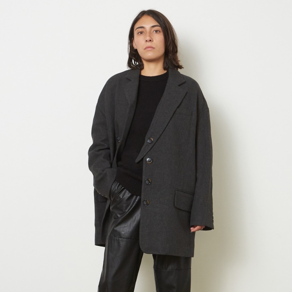 Tibi Wool Viscose Car Coat - Dark Heather